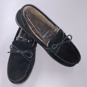 NWOT Rockport Indoor/Outdoor Suede Slippers Black
